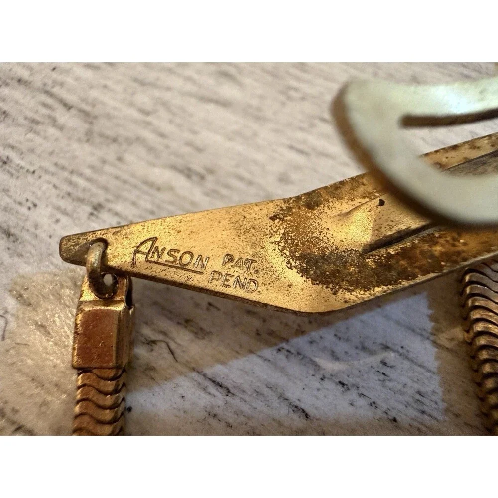 K Monogram Initials Letter  Snake Chain Vintage FOLDING ANSON Tie Bar Clip MCM